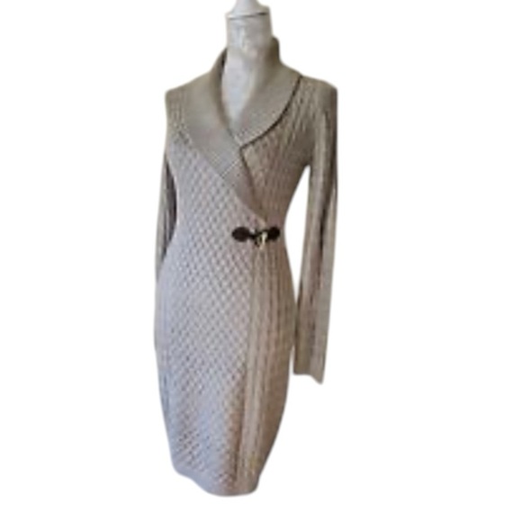 Ellen Tracy tan cable knit midi sweater Fall winter Thanksgiving dress - Picture 1 of 8